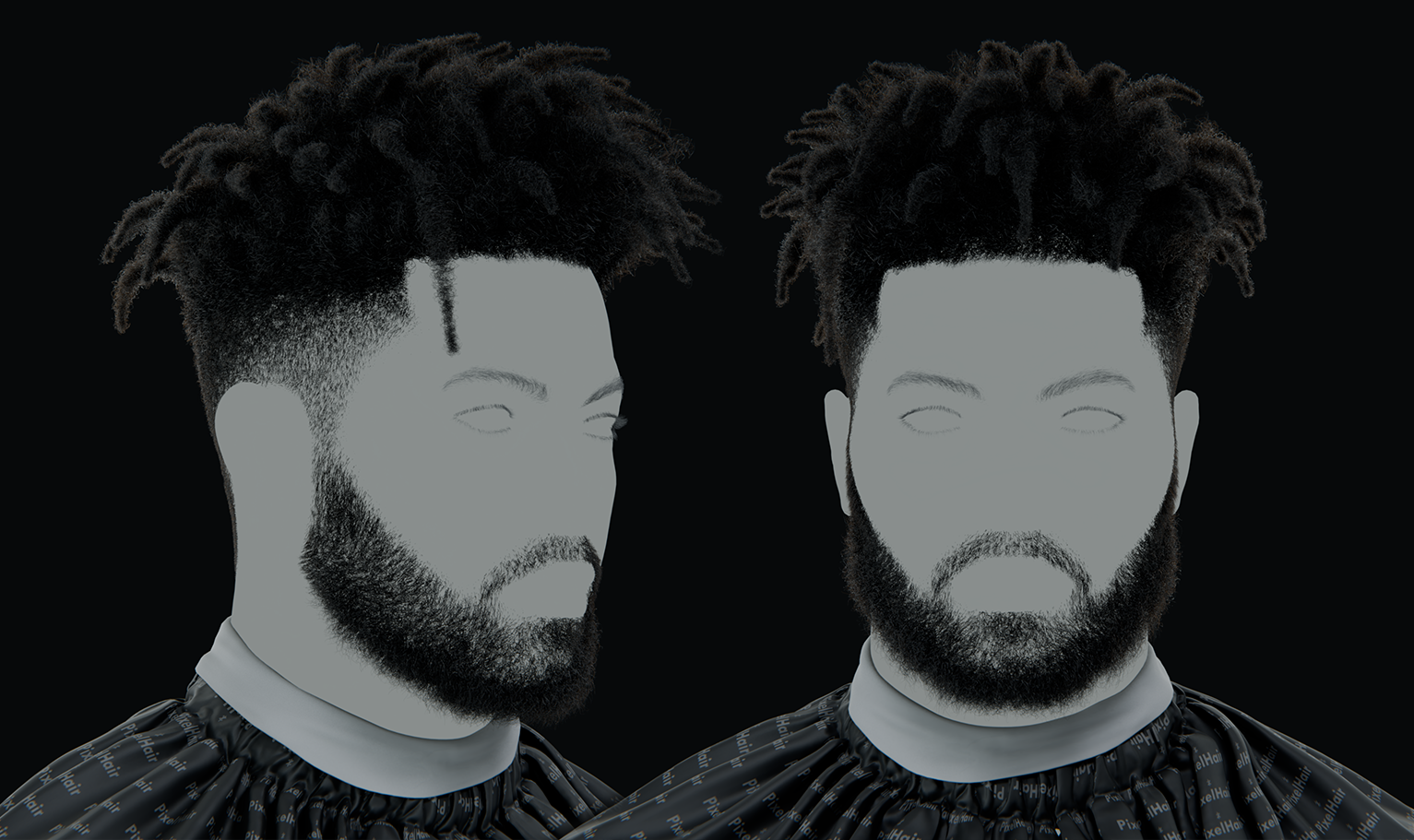 PixelHair ready-made dreads afro 3D hairstyle in Blender using hair particle system