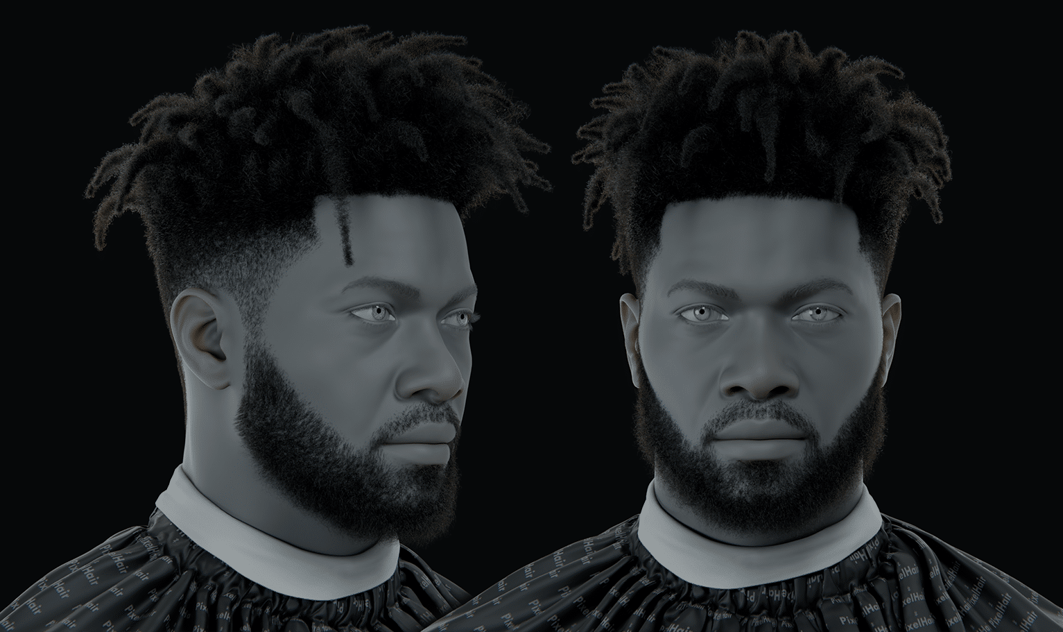 PixelHair ready-made dreads afro 3D hairstyle in Blender using hair particle system