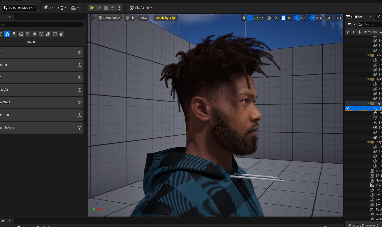 PixelHair ready-made dreads afro 3D hairstyle on a metahuman in Unreal Engine 5