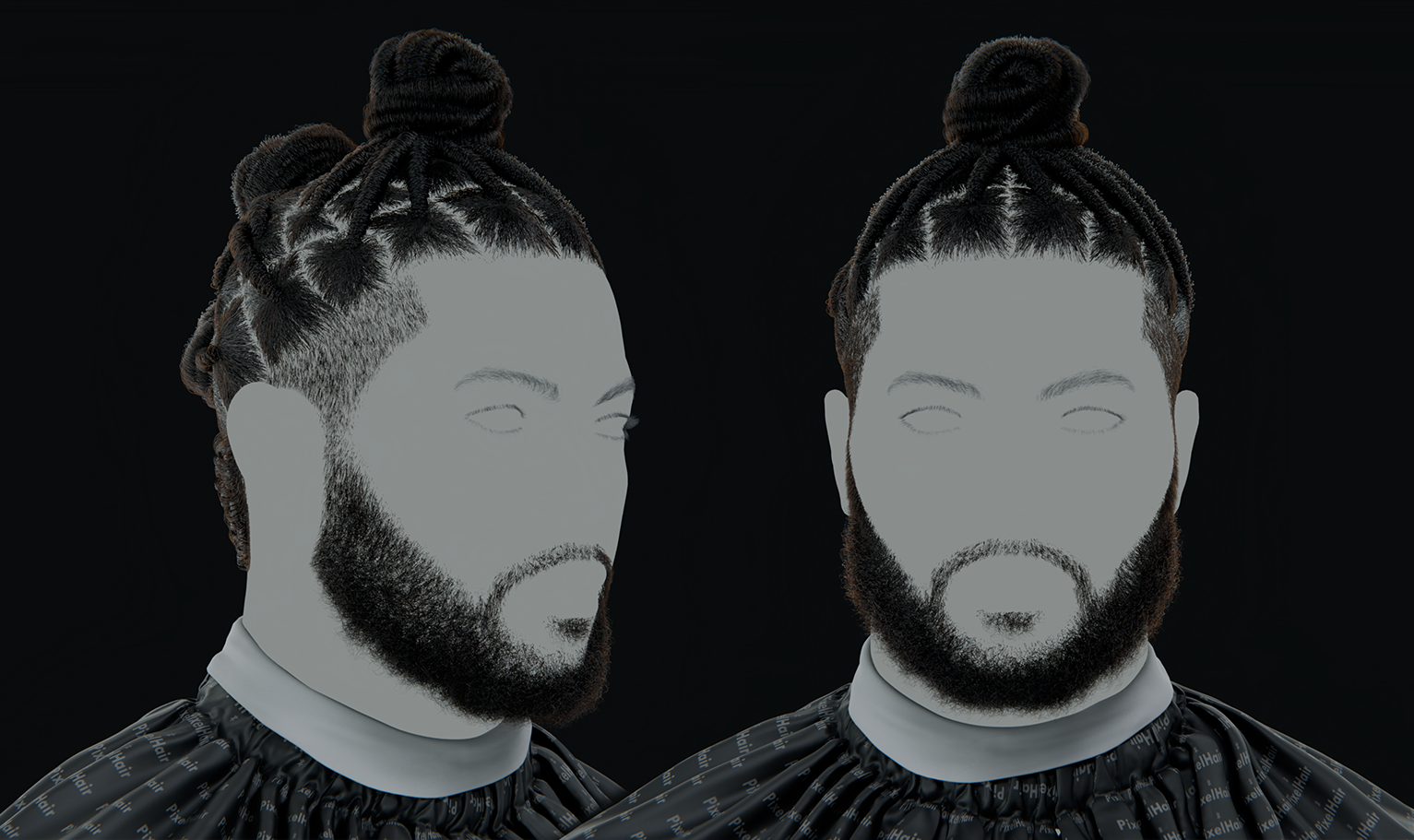 PixelHair ready-made Omarion dreads Knots 3D hairstyle in Blender using hair particle system