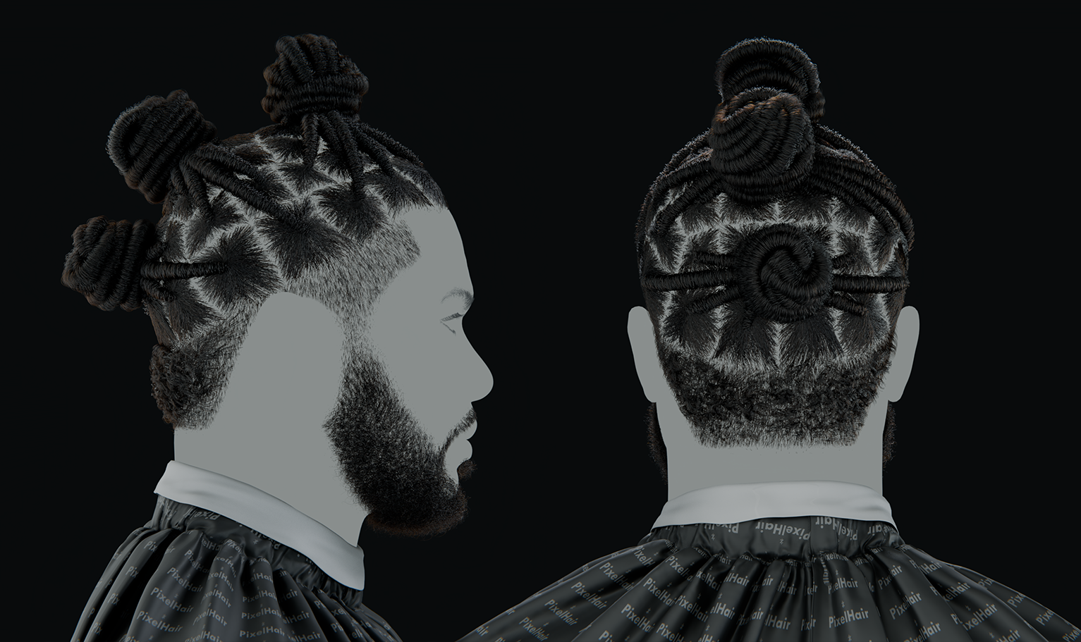 PixelHair ready-made Omarion dreads Knots 3D hairstyle in Blender using hair particle system