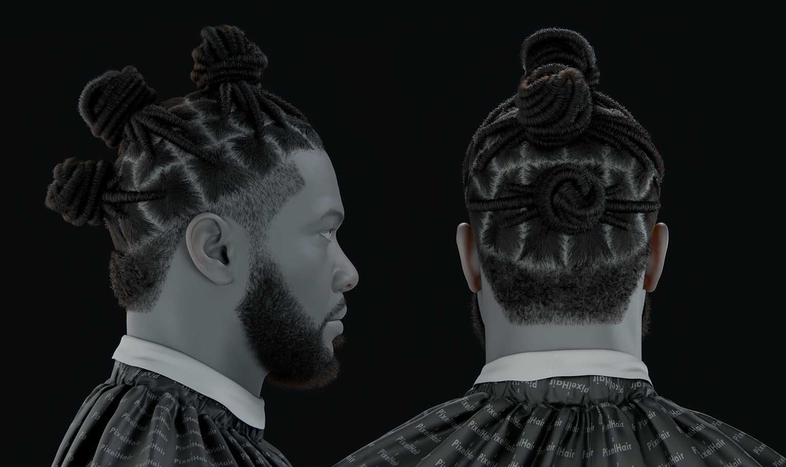 PixelHair ready-made Omarion dreads Knots 3D hairstyle in Blender using hair particle system