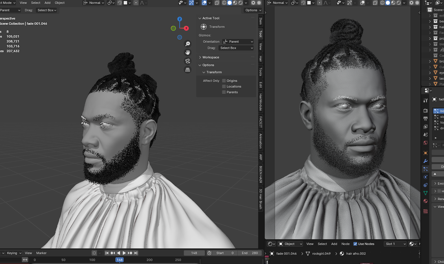 PixelHair ready-made Omarion dreads Knots 3D hairstyle in Blender using hair particle system