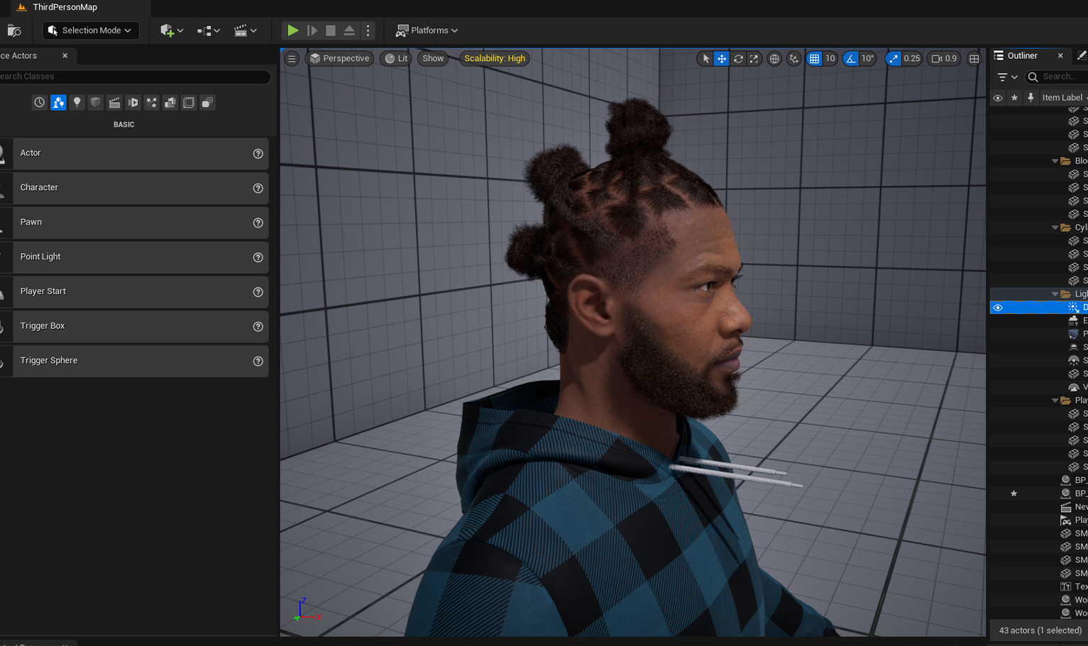 PixelHair ready-made Omarion dreads Knots 3D hairstyle on a metahuman in Unreal Engine 5