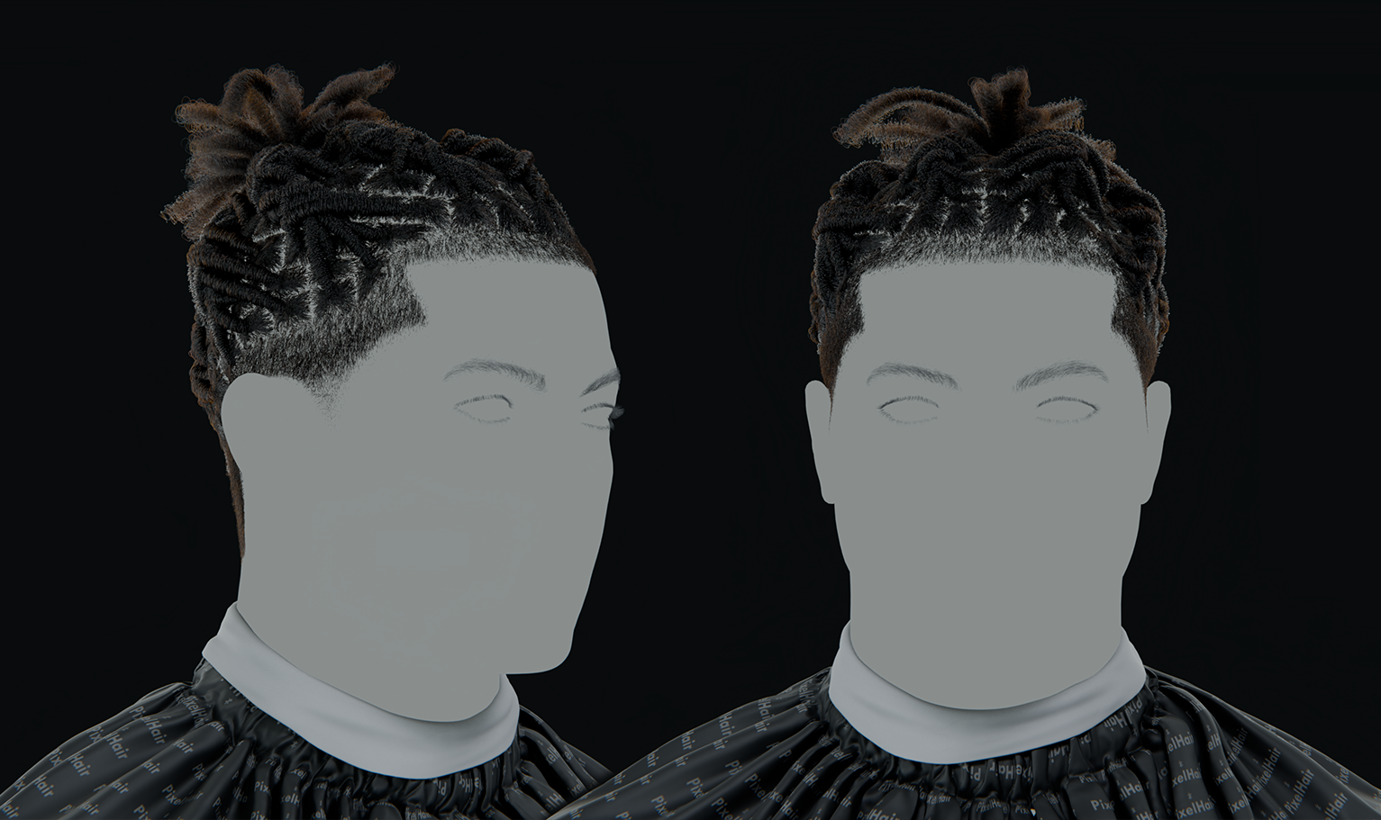 PixelHair ready-made Lil Baby dreads woven Knots 3D hairstyle in Blender using hair particle system