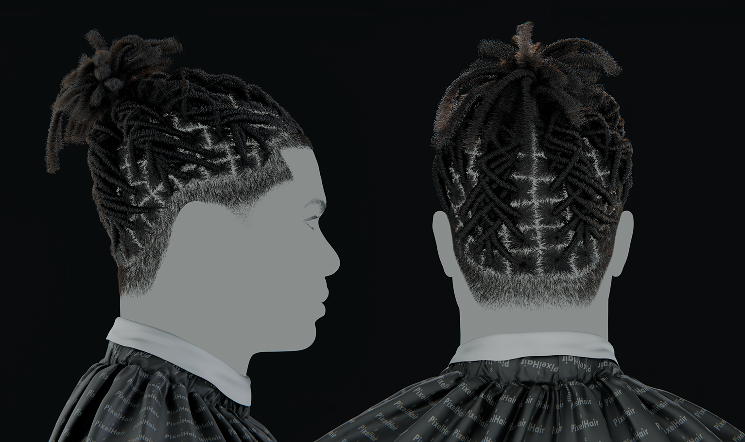 PixelHair ready-made Lil Baby dreads woven Knots 3D hairstyle in Blender using hair particle system