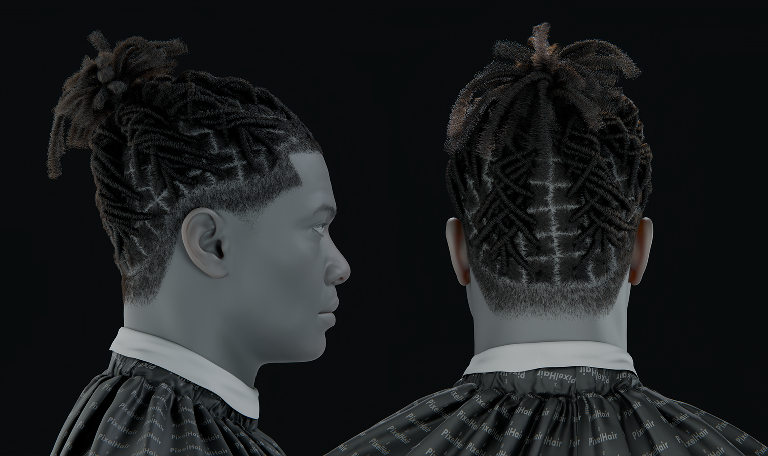 PixelHair ready-made Lil Baby dreads woven Knots 3D hairstyle in Blender using hair particle system