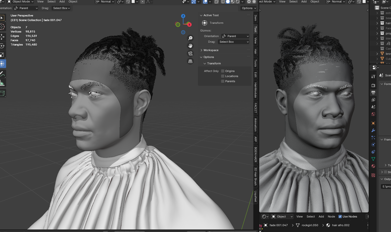 PixelHair ready-made Lil Baby dreads woven Knots 3D hairstyle in Blender using hair particle system