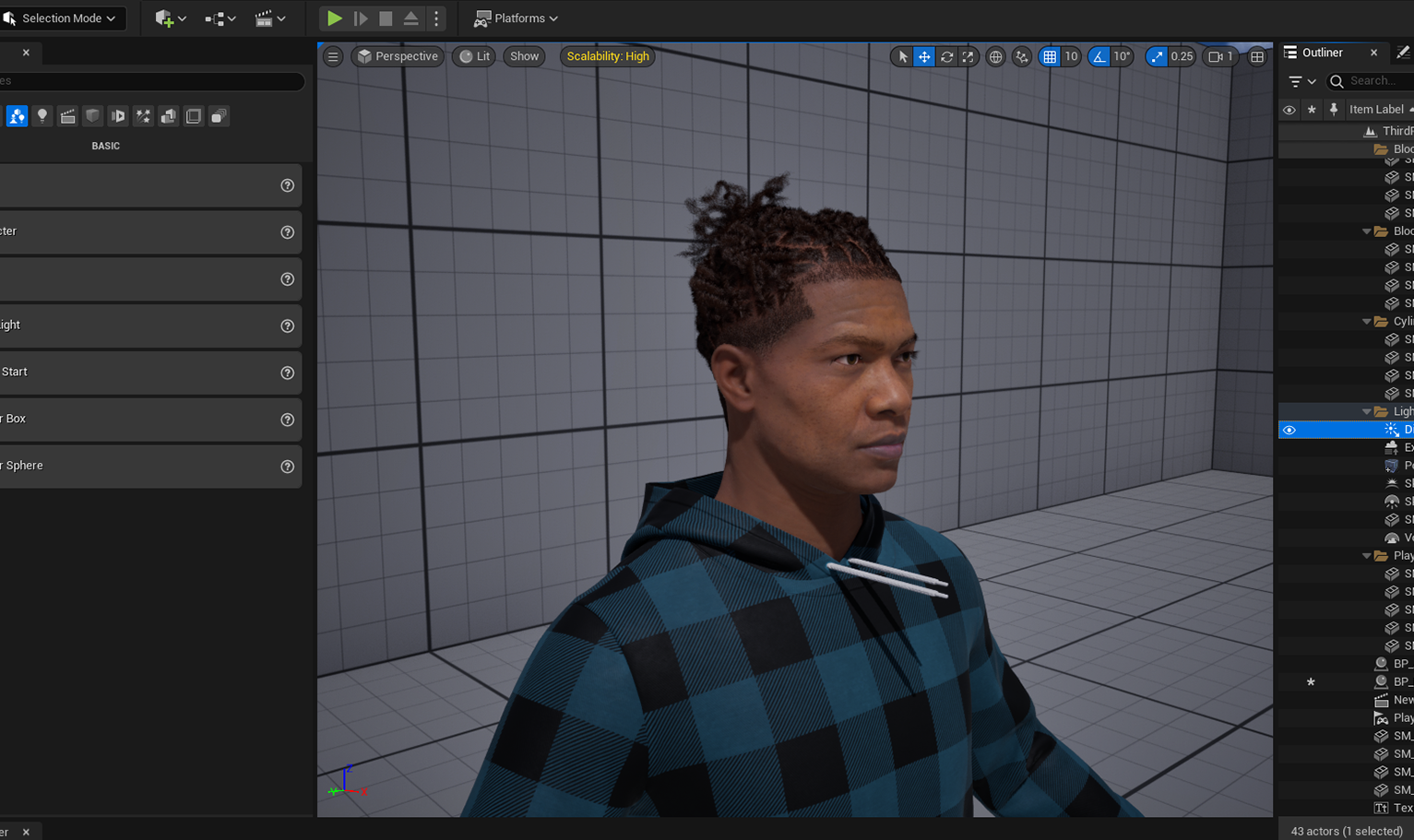 PixelHair ready-made Lil baby woven dreads 3D hairstyle on a metahuman in Unreal Engine 5