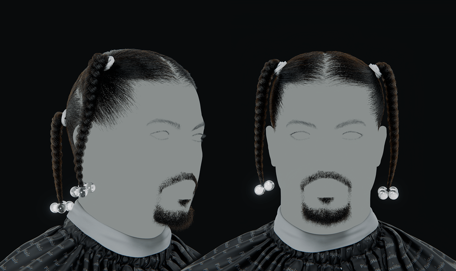 PixelHair ready-made Snoop Dogg braids hairstyle in Blender using Blender hair particle system