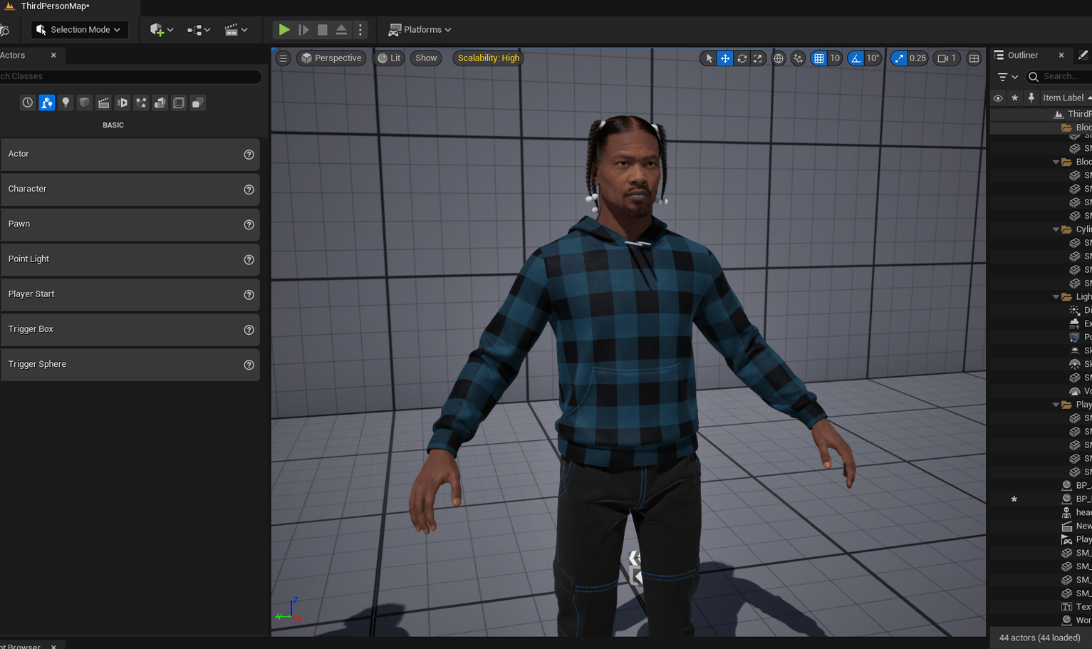 PixelHair ready-made Snoop Dogg Braids 3D hairstyle on a metahuman in Unreal Engine 5