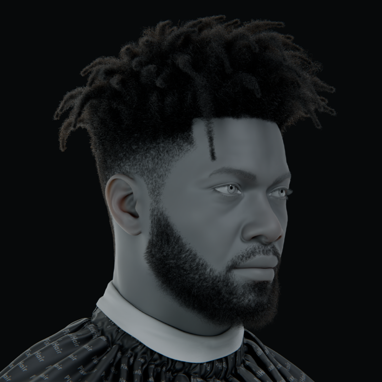 PixelHair ready-made dreads afro 3D hairstyle in Blender using hair particle system