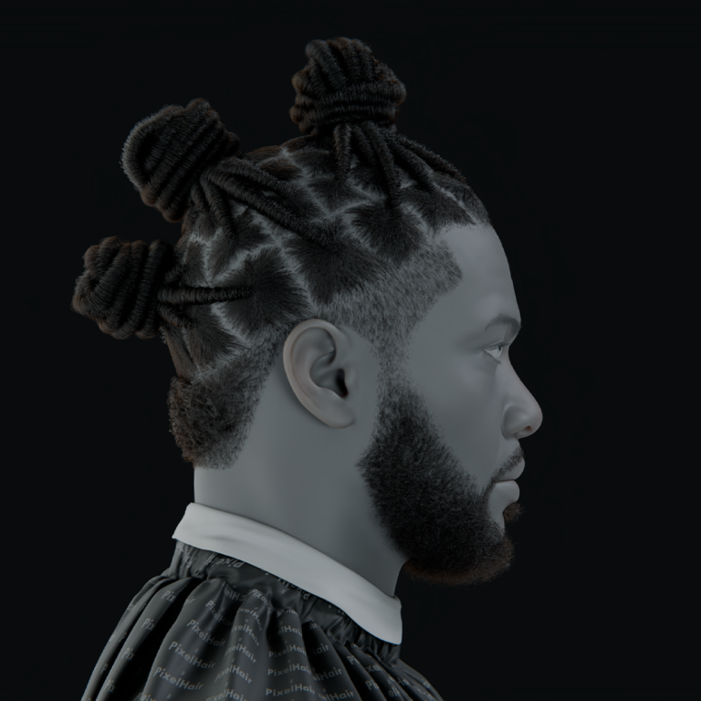 PixelHair ready-made Omarion dreads Knots 3D hairstyle in Blender using hair particle system