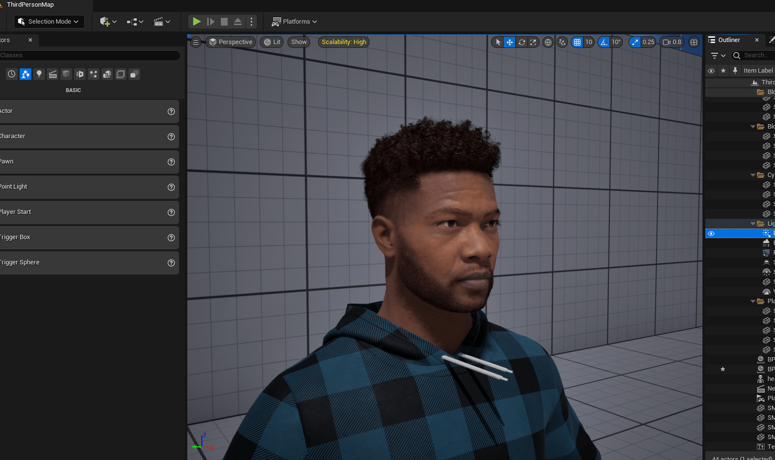 PixelHair ready-made Neymar Mohawk style fade 3D hairstyle on a metahuman in Unreal Engine 5