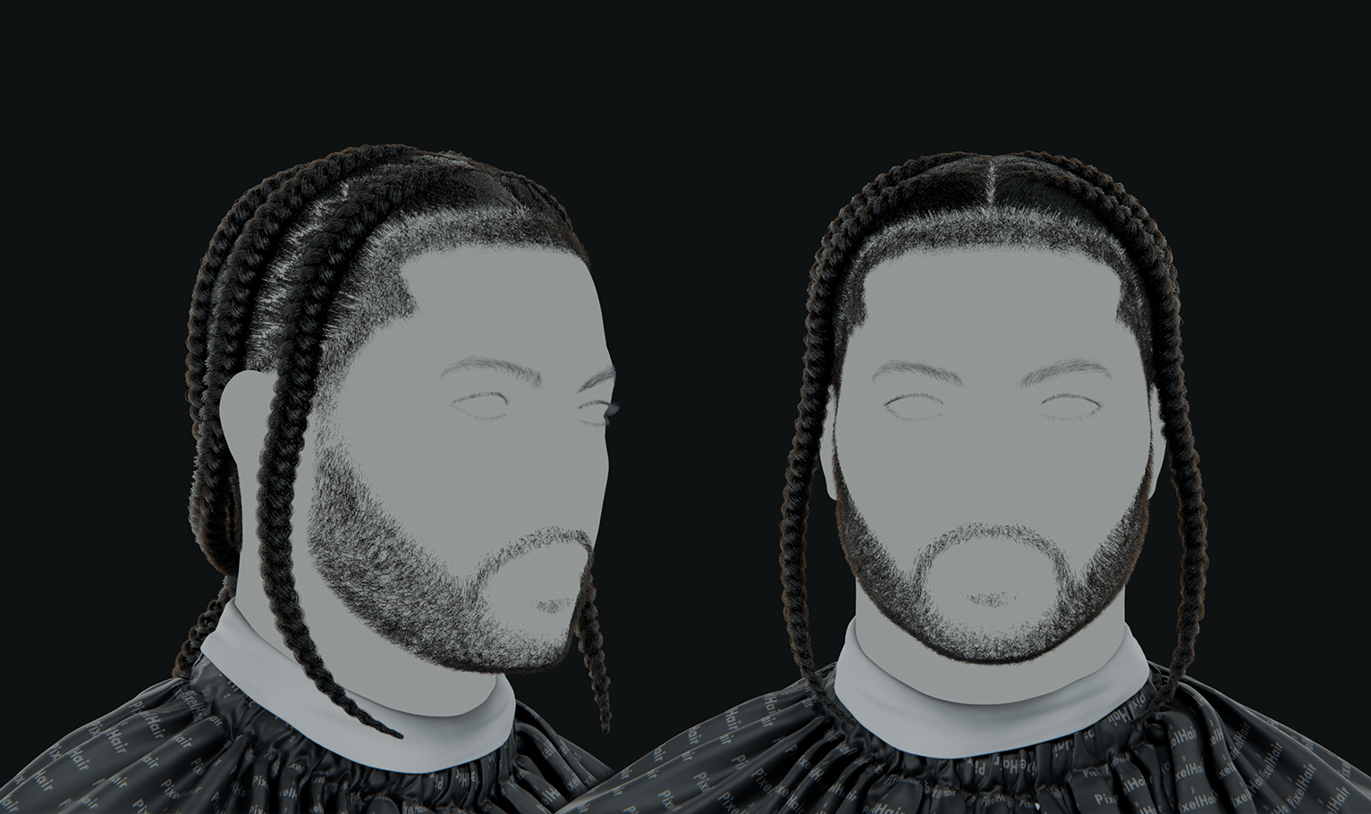 PixelHair ready-made Pop smoke braids 3D hairstyle in Blender using Blender hair particle system