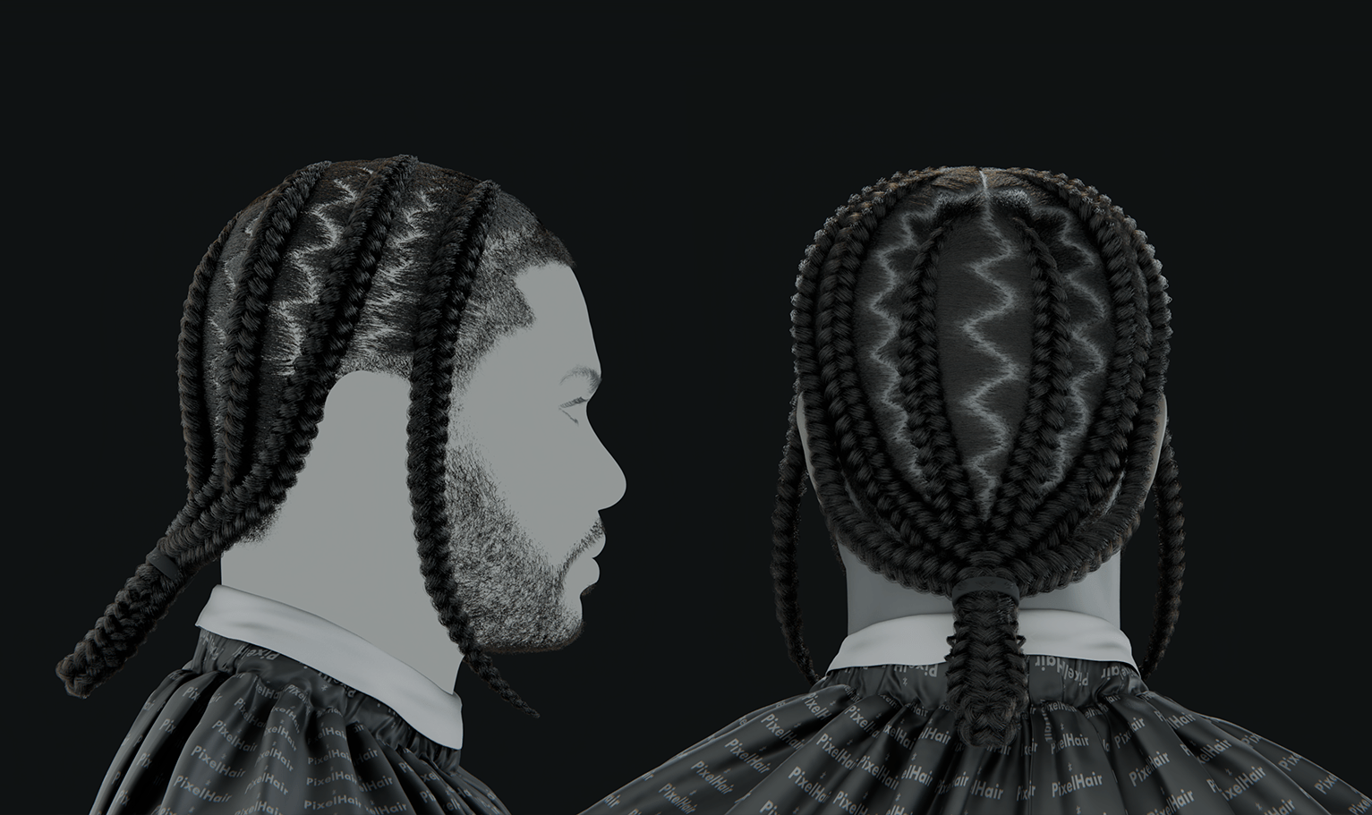 PixelHair ready-made Pop smoke braids 3D hairstyle in Blender using Blender hair particle system