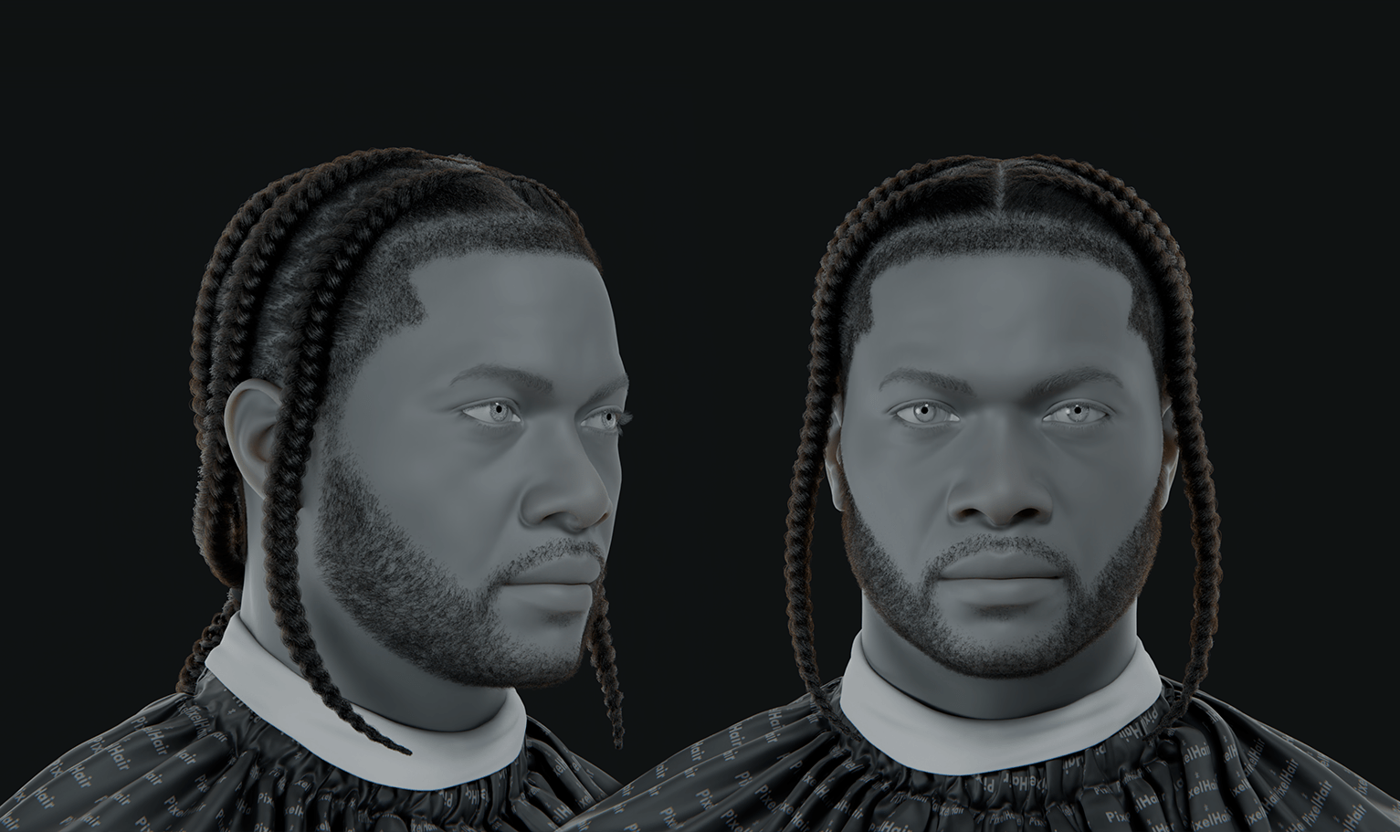 PixelHair ready-made Pop smoke braids 3D hairstyle in Blender using Blender hair particle system