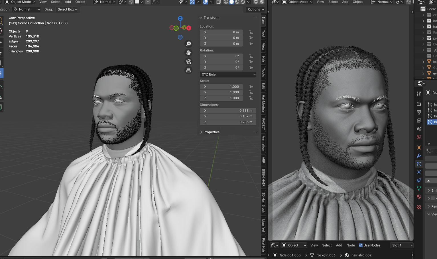 PixelHair ready-made Pop smoke braids 3D hairstyle in Blender using Blender hair particle system