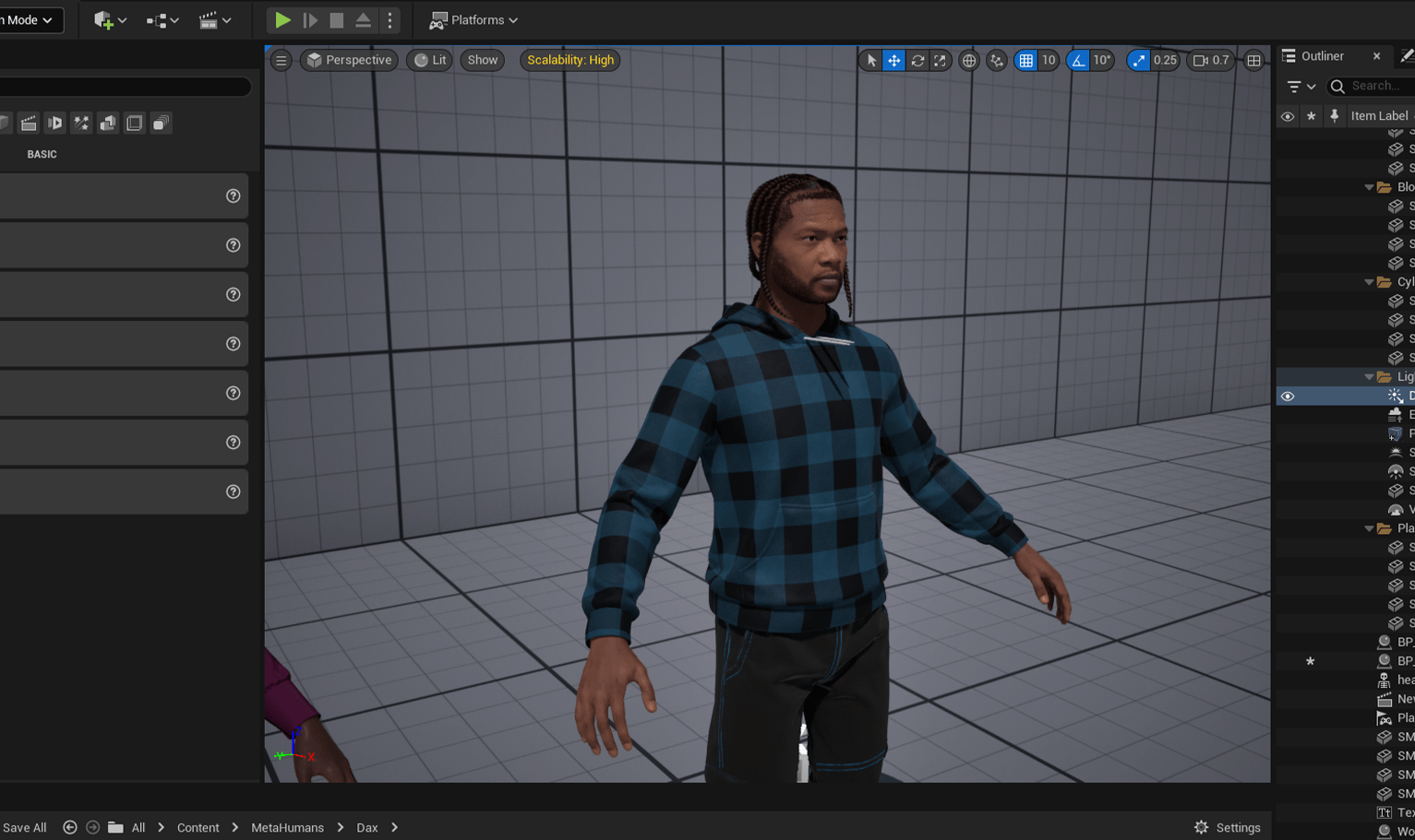 PixelHair ready-made Pop smoke braids 3D hairstyle on a metahuman in Unreal Engine 5