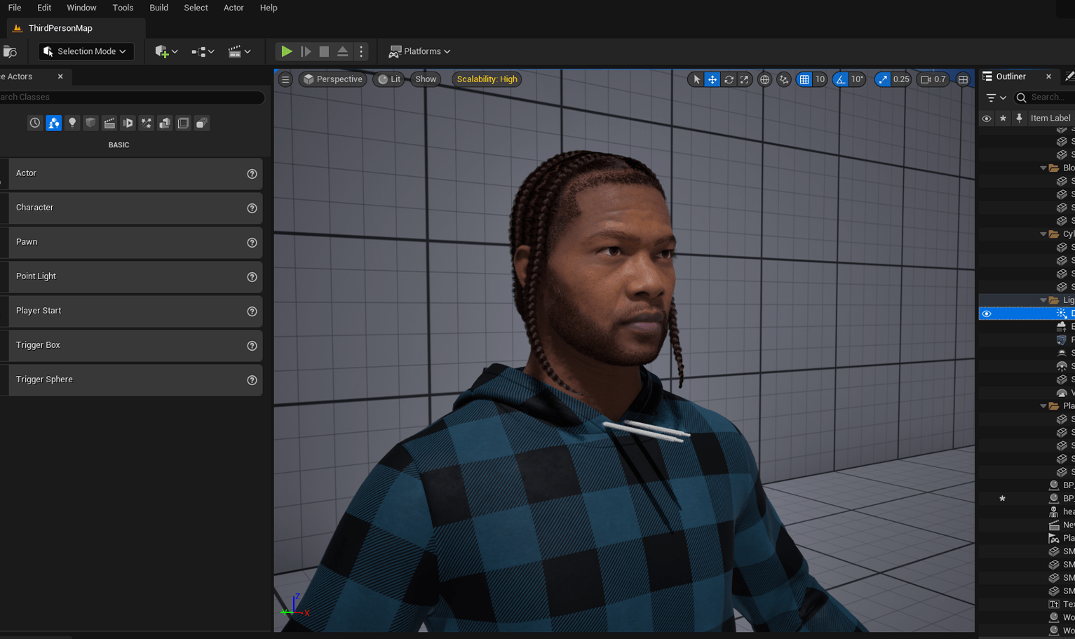 PixelHair ready-made Pop smoke braids 3D hairstyle on a metahuman in Unreal Engine 5