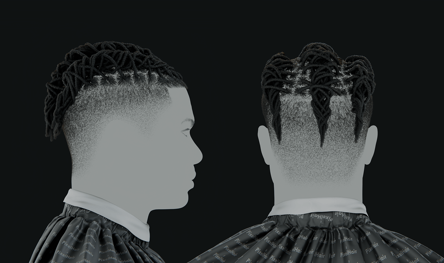 PixelHair ready-made Rema dreads 3D hairstyle in Blender using Blender hair particle system