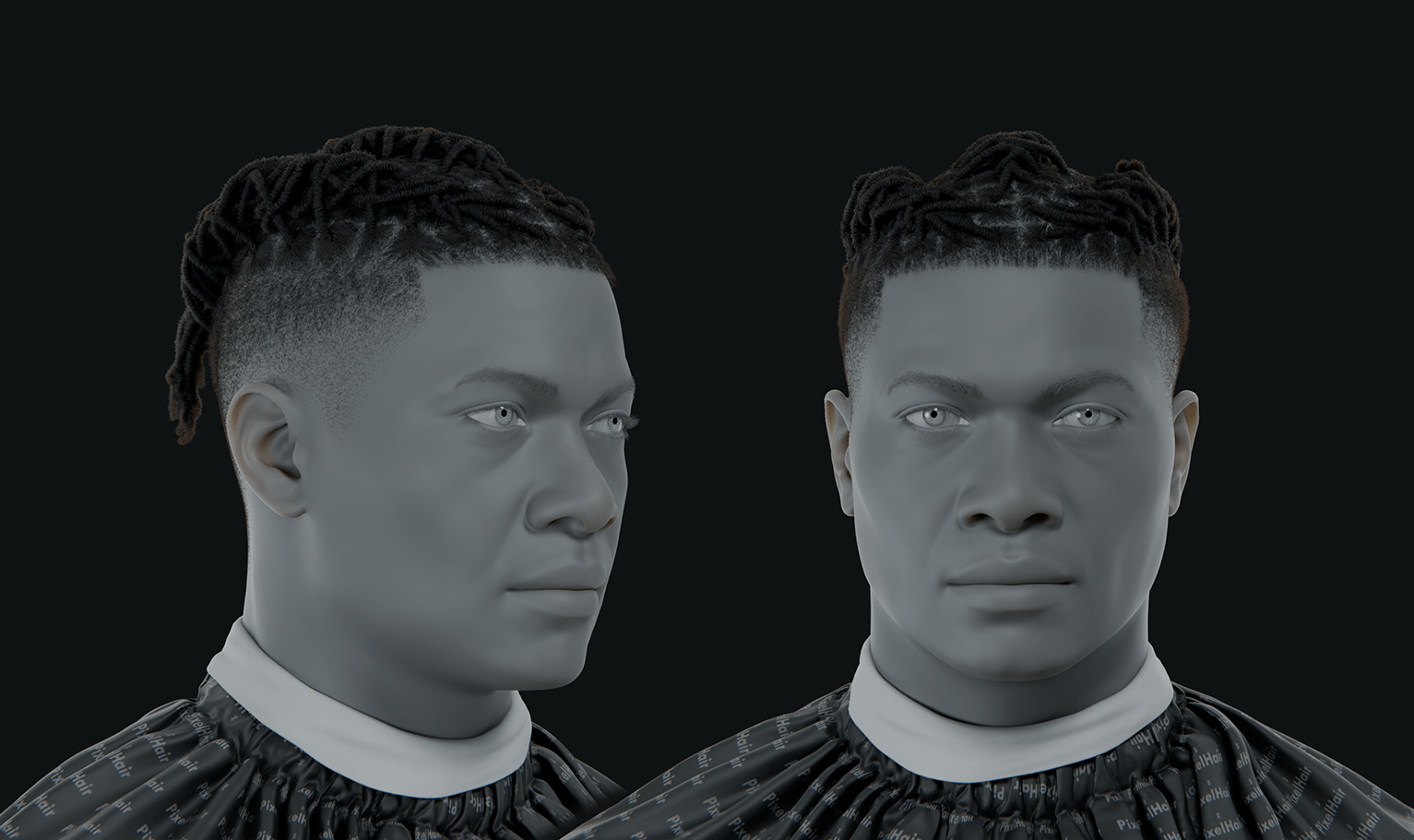 PixelHair ready-made Rema dreads 3D hairstyle in Blender using Blender hair particle system