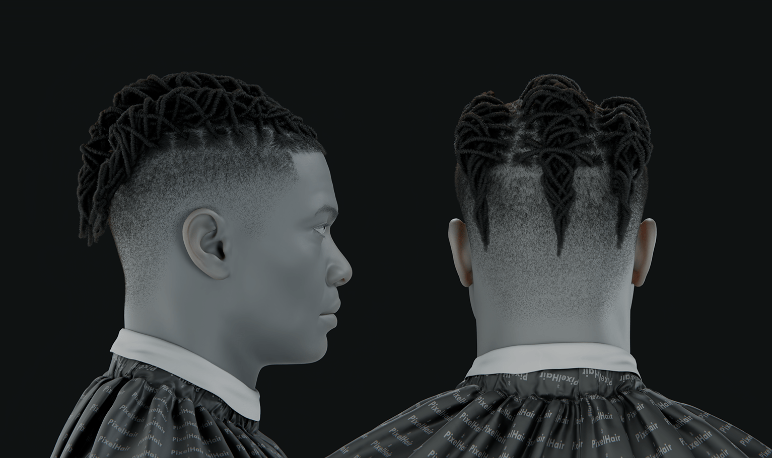 PixelHair ready-made Rema dreads 3D hairstyle in Blender using Blender hair particle system