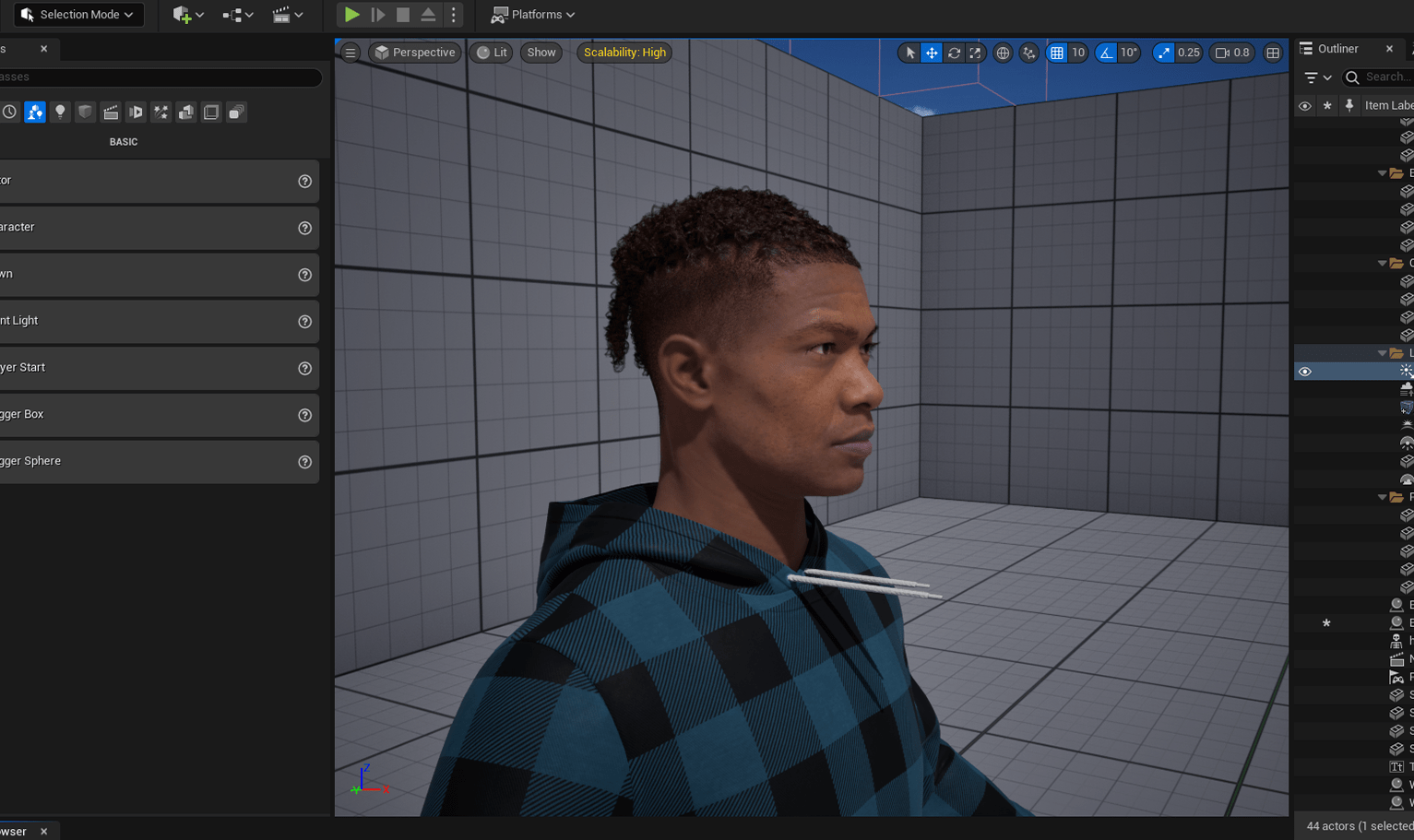 PixelHair ready-made Rema dreads 3D hairstyle on a metahuman in Unreal Engine 5