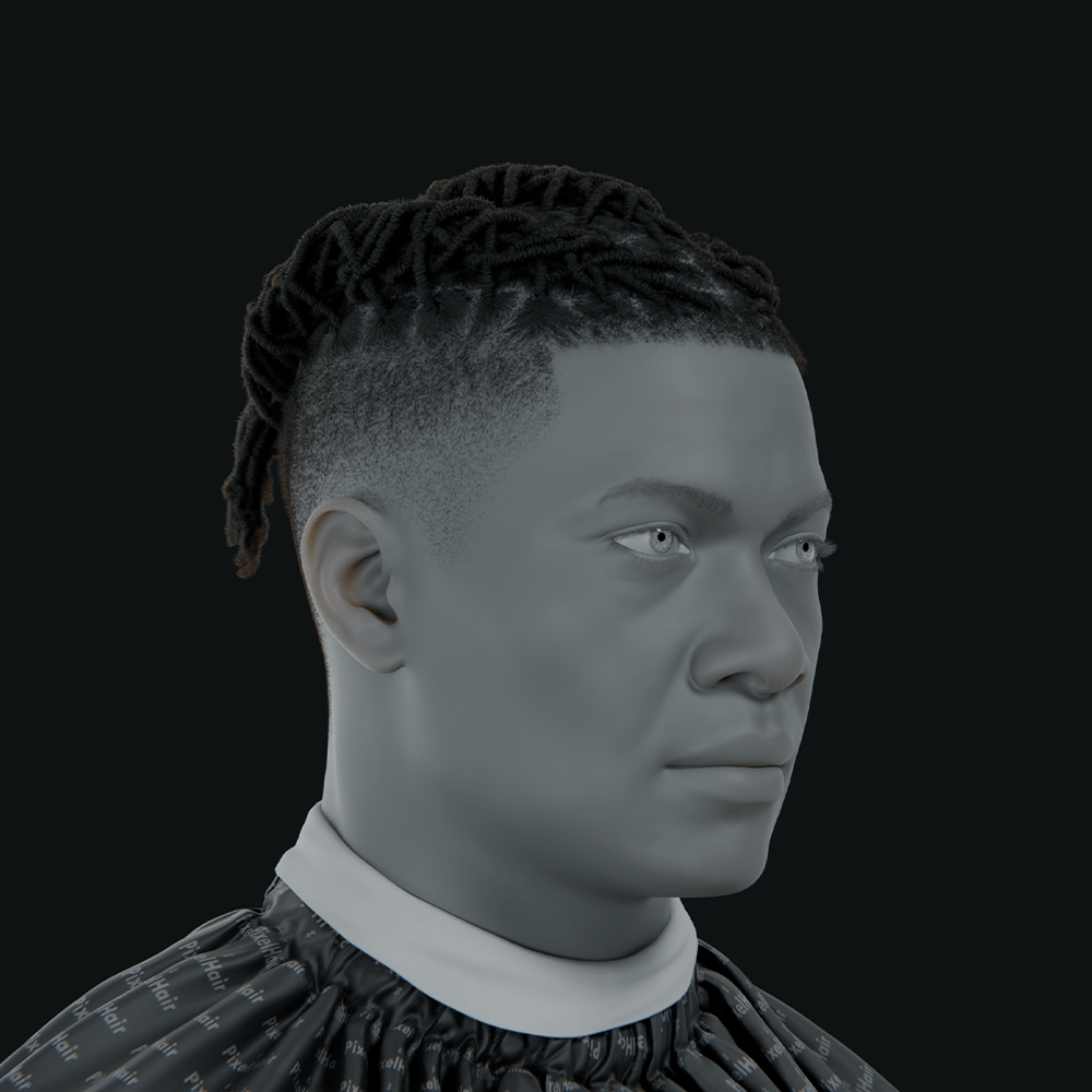 PixelHair ready-made Rema dreads 3D hairstyle in Blender using Blender hair particle system