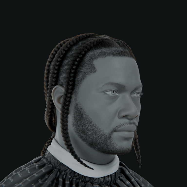 PixelHair ready-made Pop smoke braids 3D hairstyle in Blender using Blender hair particle system