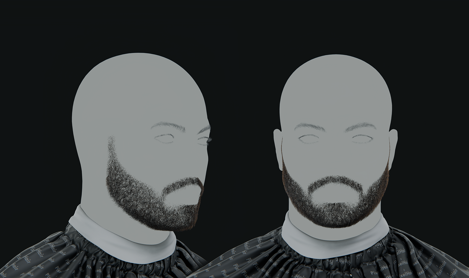 PixelHair ready-made short 3D beard in Blender using Blender hair particle system