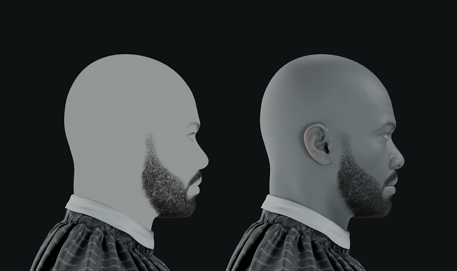 PixelHair ready-made short 3D beard in Blender using Blender hair particle system