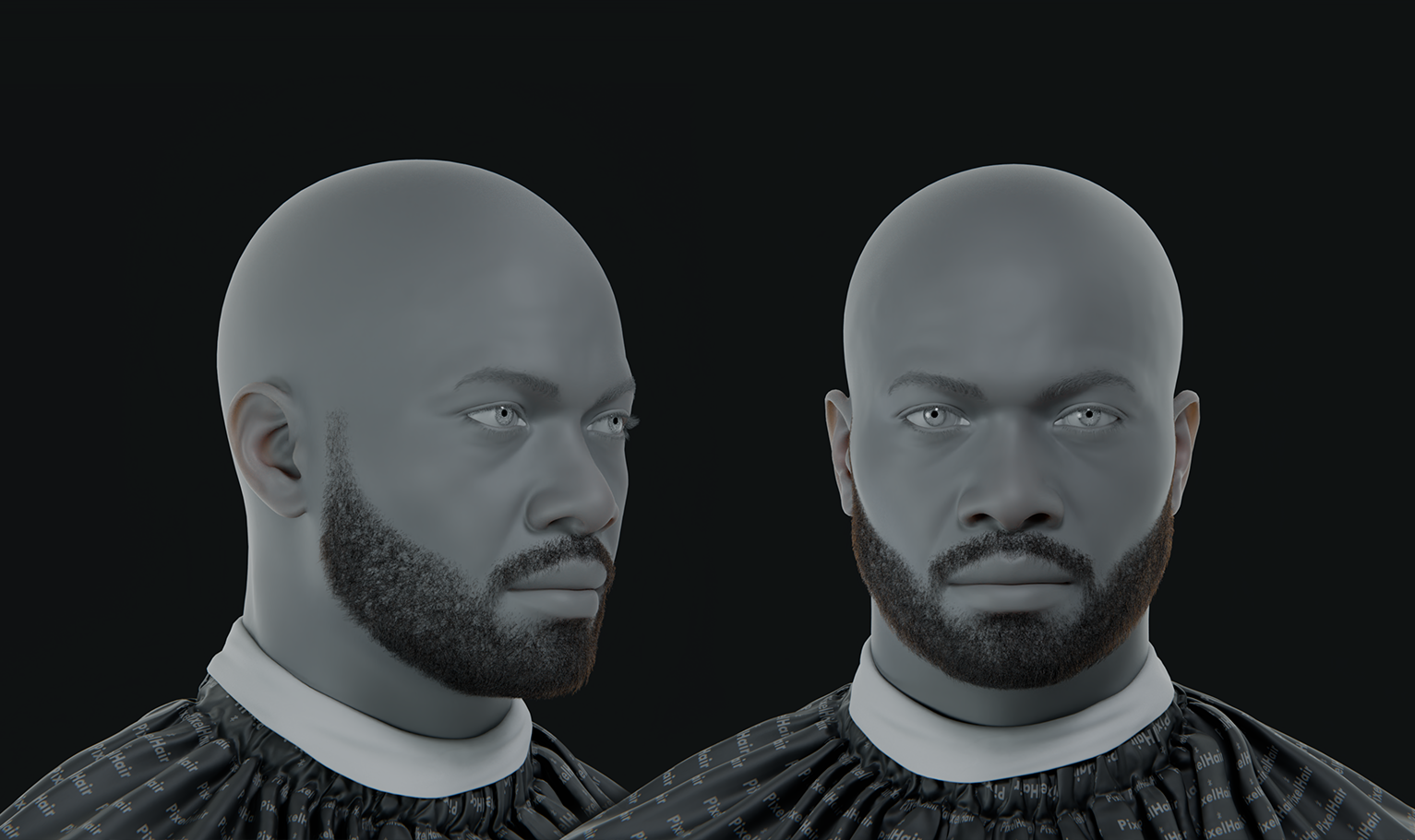 PixelHair ready-made short 3D beard in Blender using Blender hair particle system