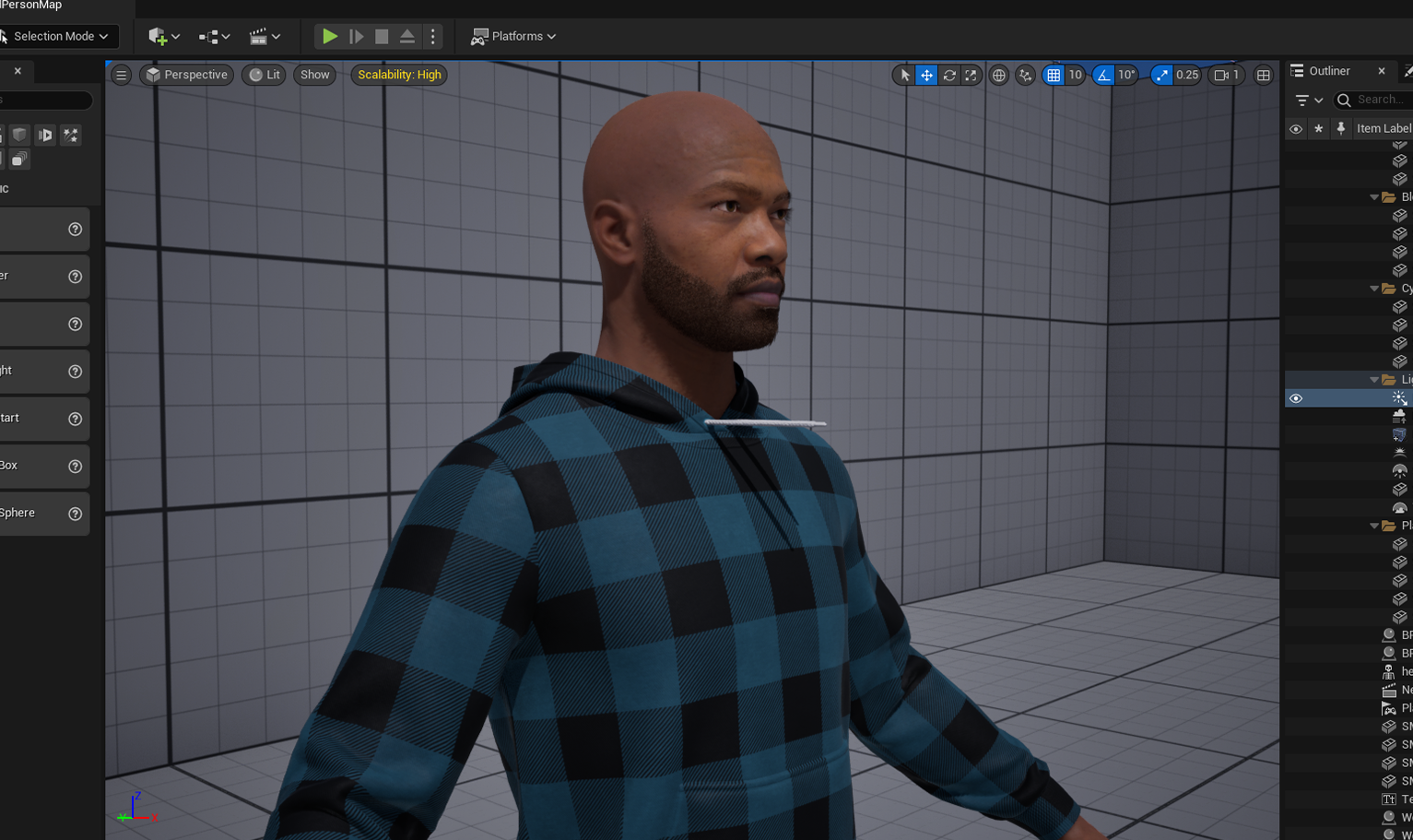 PixelHair ready-made short 3D beard on a metahuman in Unreal Engine 5 using Blender hair particle system