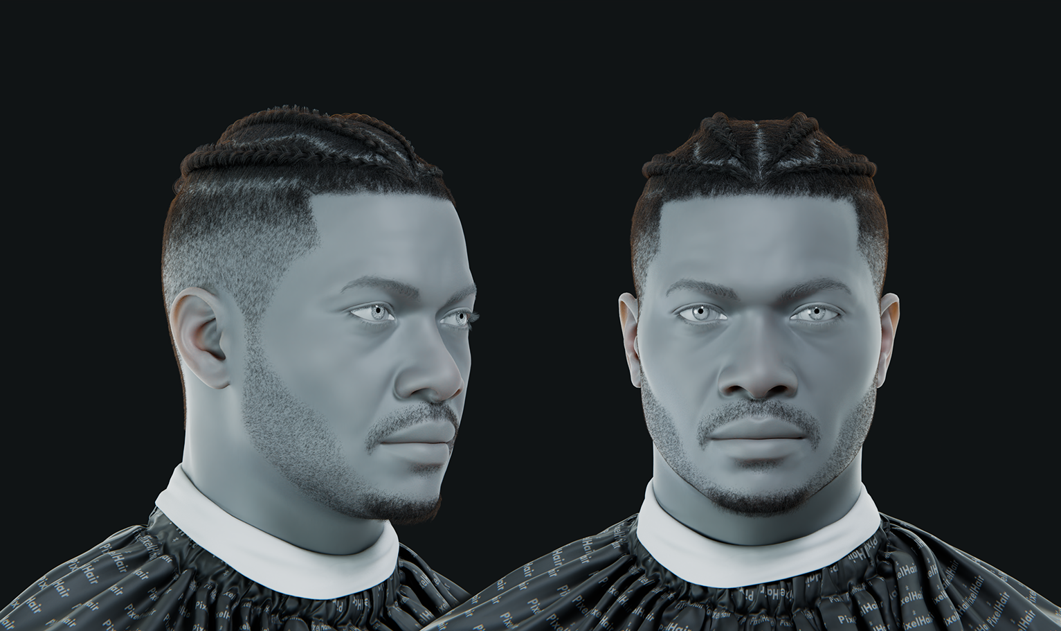 PixelHair ready-made short 3D beard in Blender using Blender hair particle system