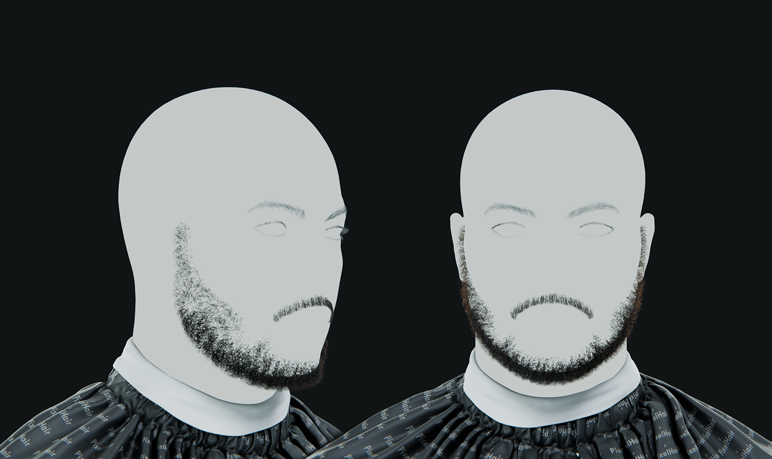 PixelHair ready-made short 3D beard in Blender using Blender hair particle system