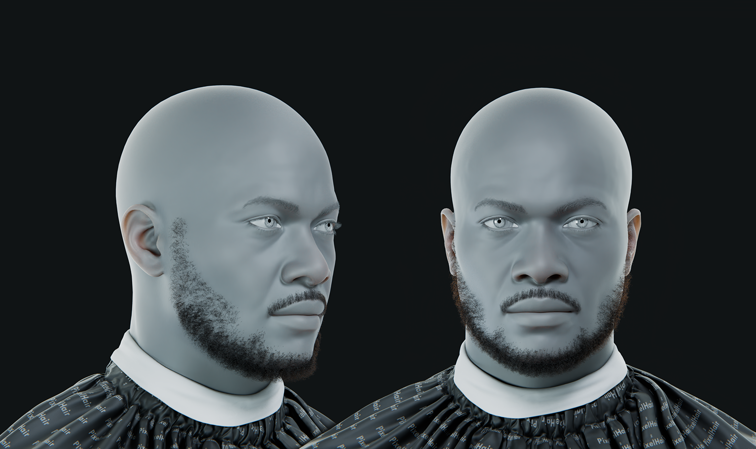 PixelHair ready-made short 3D beard in Blender using Blender hair particle system