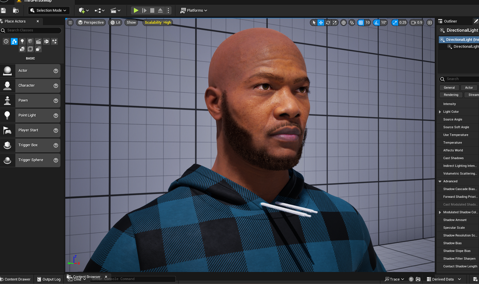 PixelHair ready-made short 3D beard on a metahuman in Unreal Engine 5 using Blender hair particle system