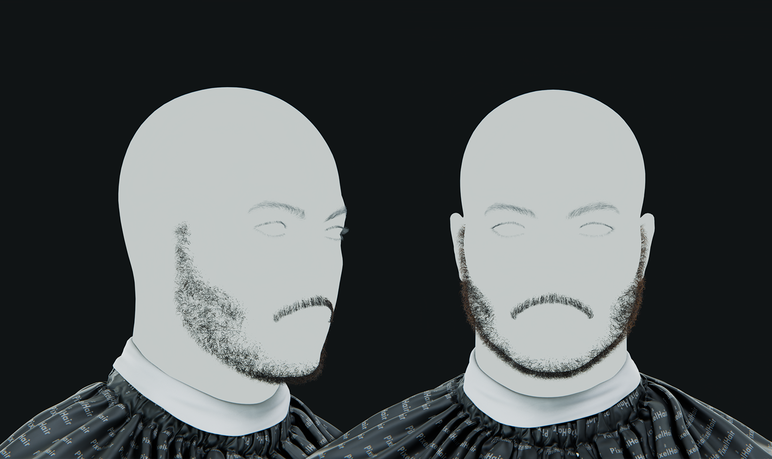 PixelHair ready-made short 3D beard in Blender using Blender hair particle system