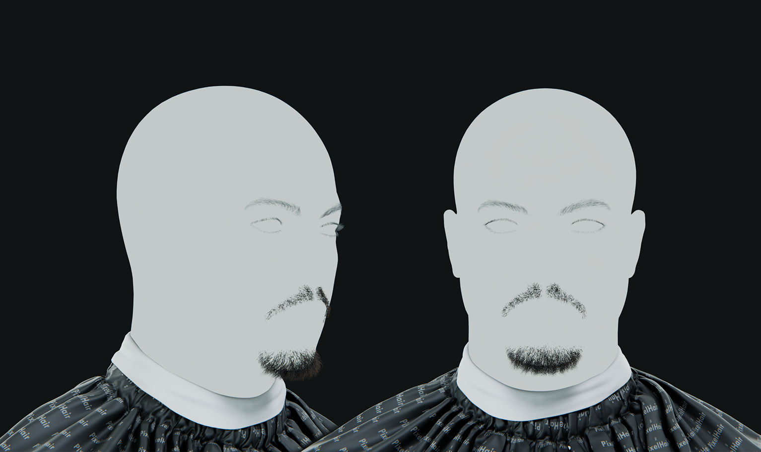 PixelHair ready-made goatee in Blender using Blender hair particle system