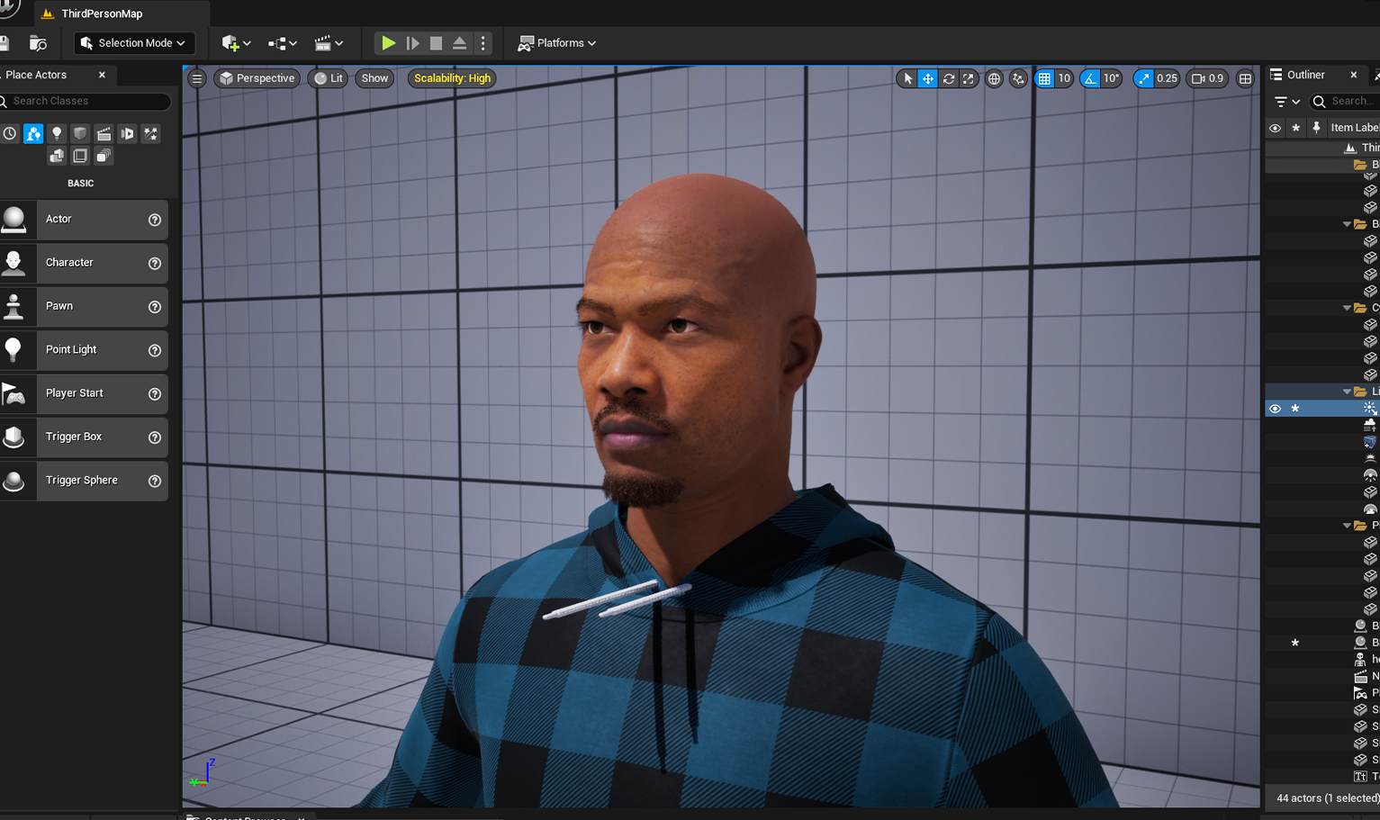 PixelHair ready-made 3D goatee on a metahuman in Unreal Engine 5 using Blender hair particle system