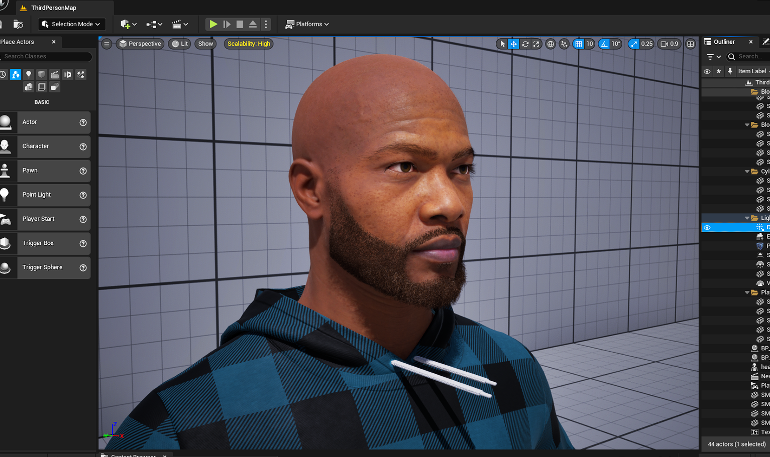 PixelHair ready-made full 3D beard on a metahuman in Unreal Engine 5 using Blender hair particle system