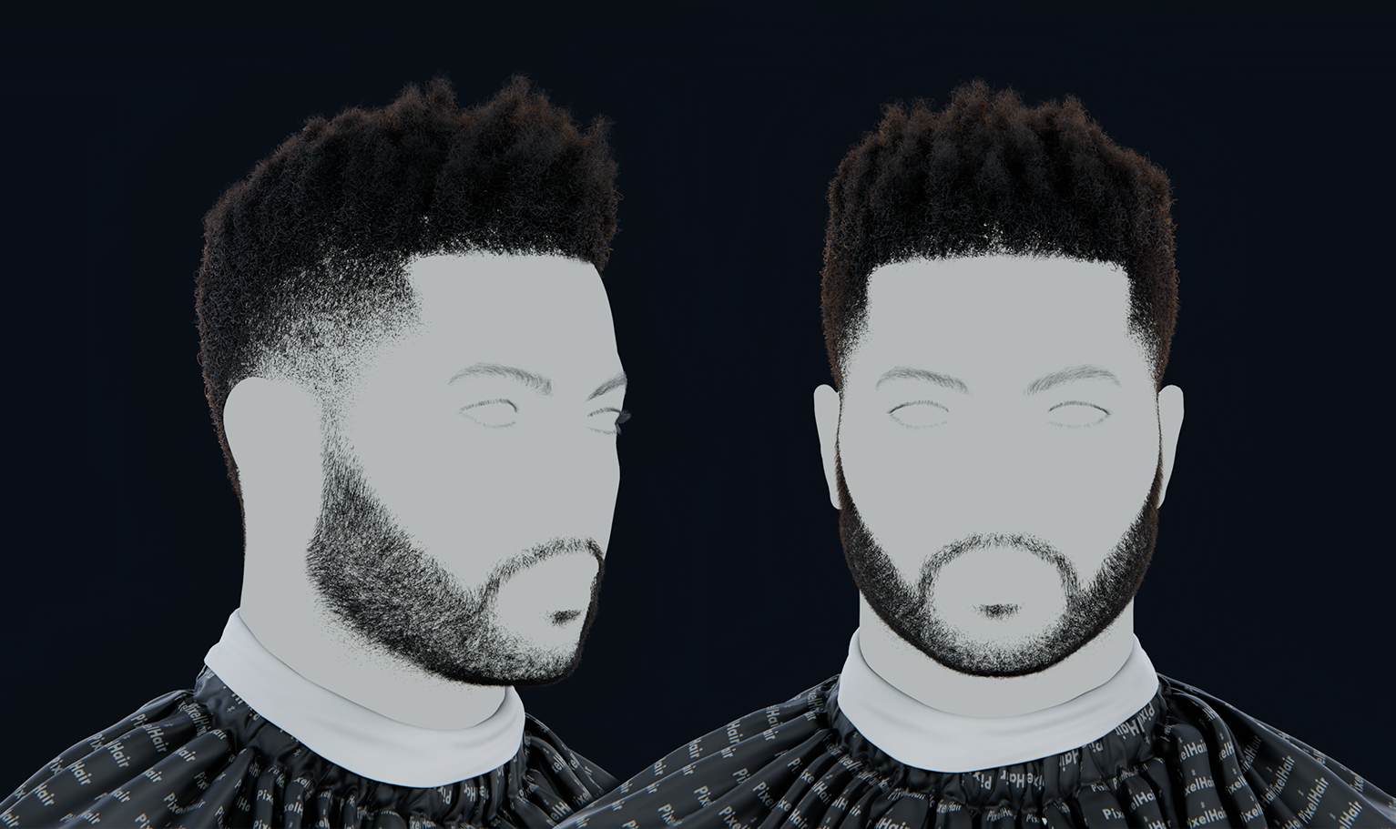 PixelHair pre-made weeknd afro hairsty;e in Blender using Blender hair particle system