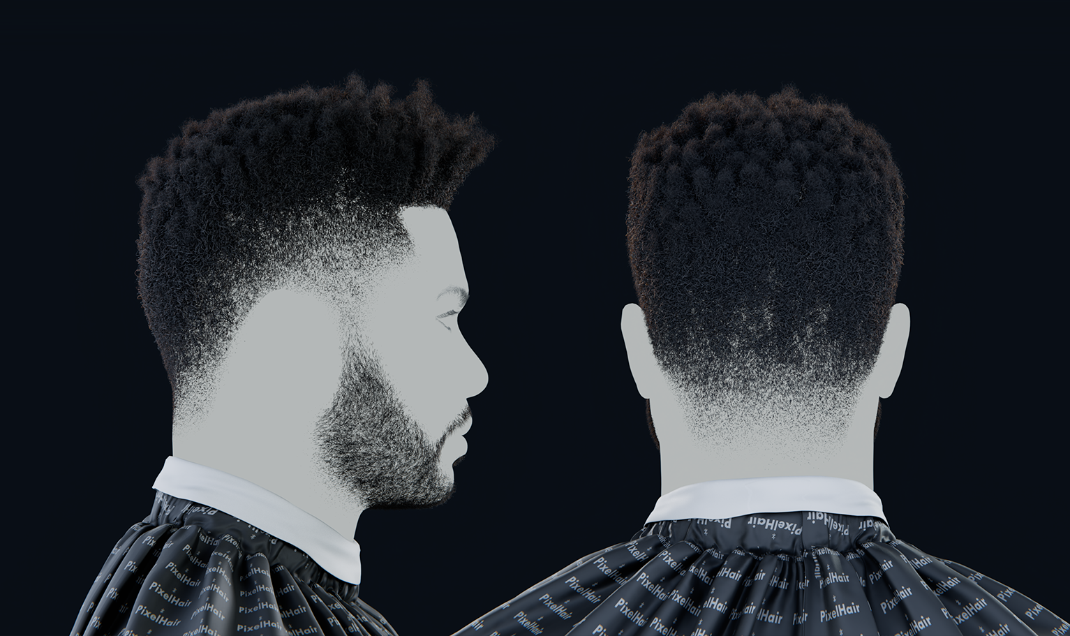 PixelHair pre-made weeknd afro hairsty;e in Blender using Blender hair particle system