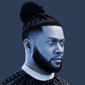 PixelHair pre-made Burna Boy Dreads Fade Taper in Blender using Blender hair particle system