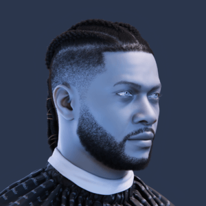 PixelHair pre-made Omarion Braided Dreads Fade Taper in Blender using Blender hair particle system