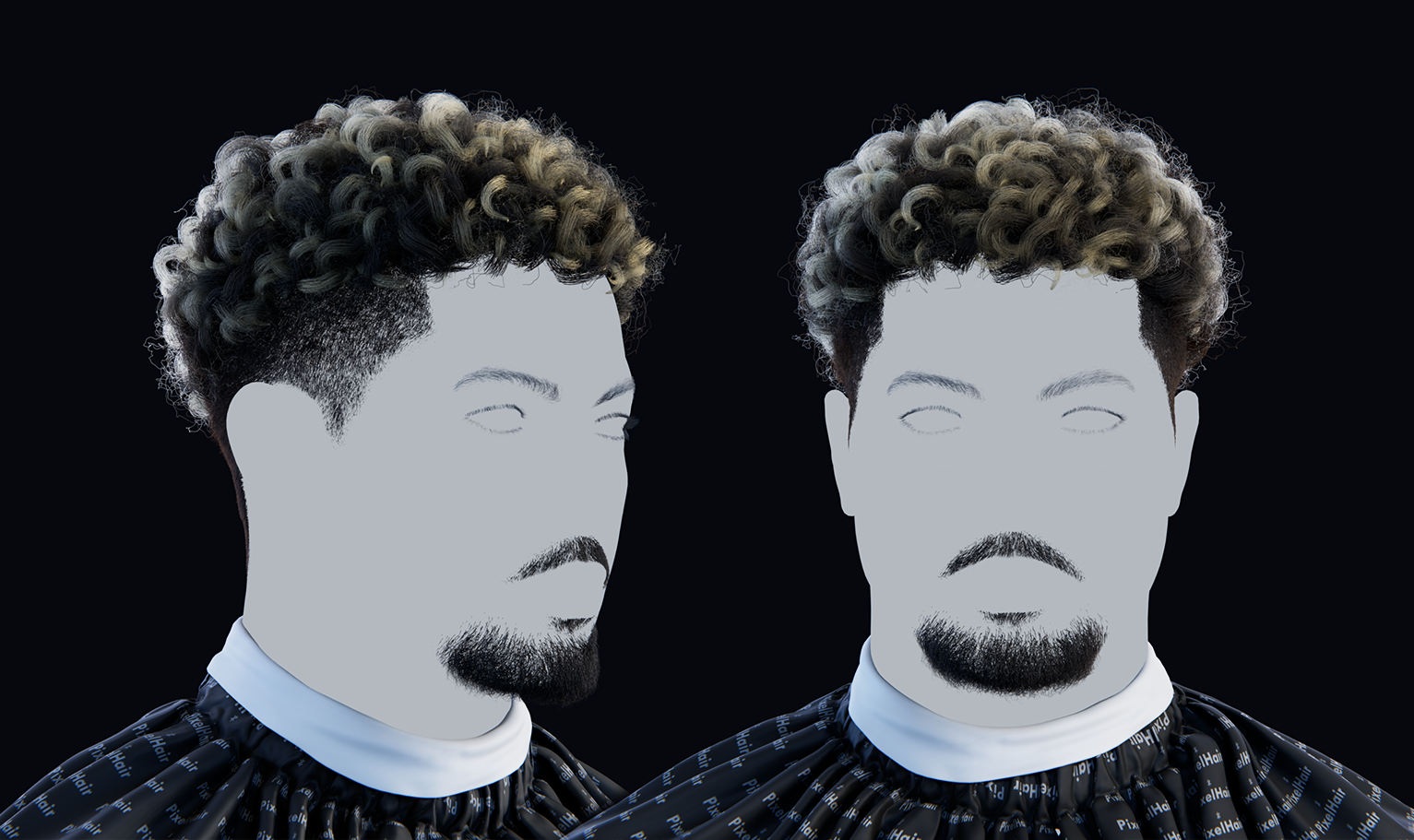 PixelHair pre-made Chris Brown inspired curly afro 3D hairstyle in Blender using Blender hair particle system