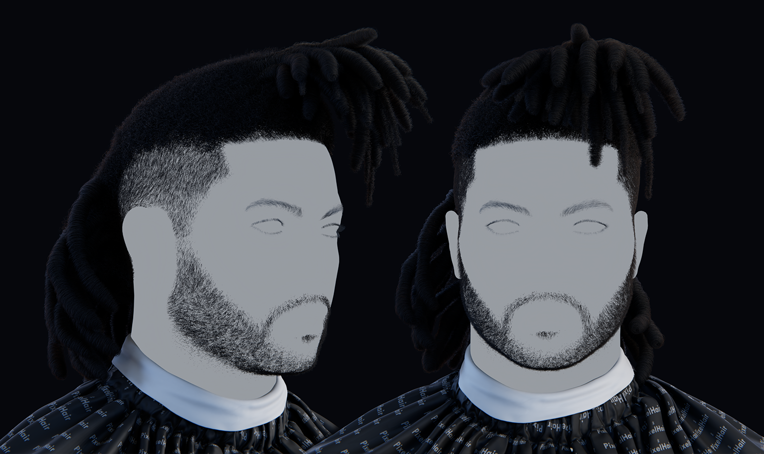 PixelHair pre-made The weeknd Dreads 3D hairstyle in Blender using Blender hair particle system