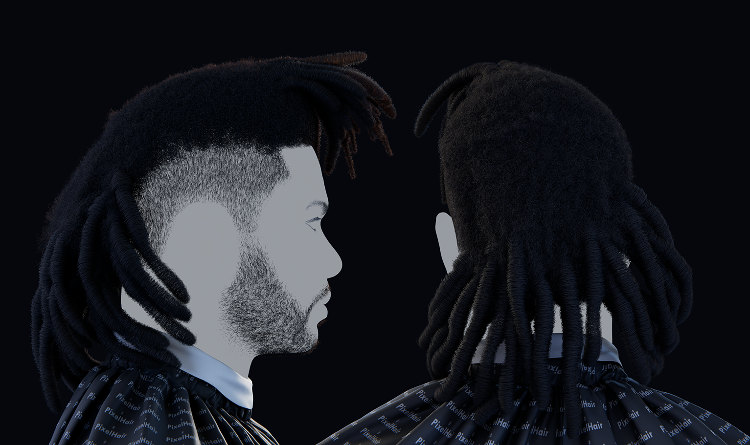 PixelHair pre-made The weeknd Dreads 3D hairstyle in Blender using Blender hair particle system