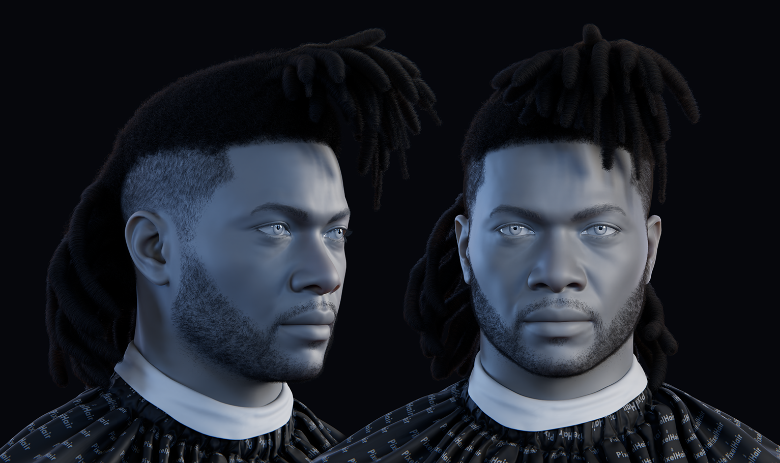 PixelHair pre-made The weeknd Dreads 3D hairstyle in Blender using Blender hair particle system